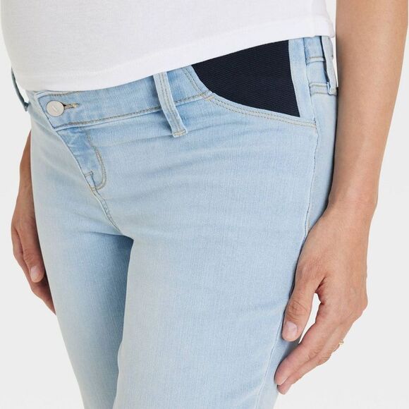 Under Belly High-Rise Denim Flare Maternity Pants  Blue - Picture 4 of 4
